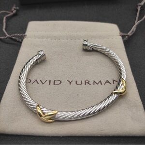 David Yurman Silver and Gold Cable Cuff Bracelet